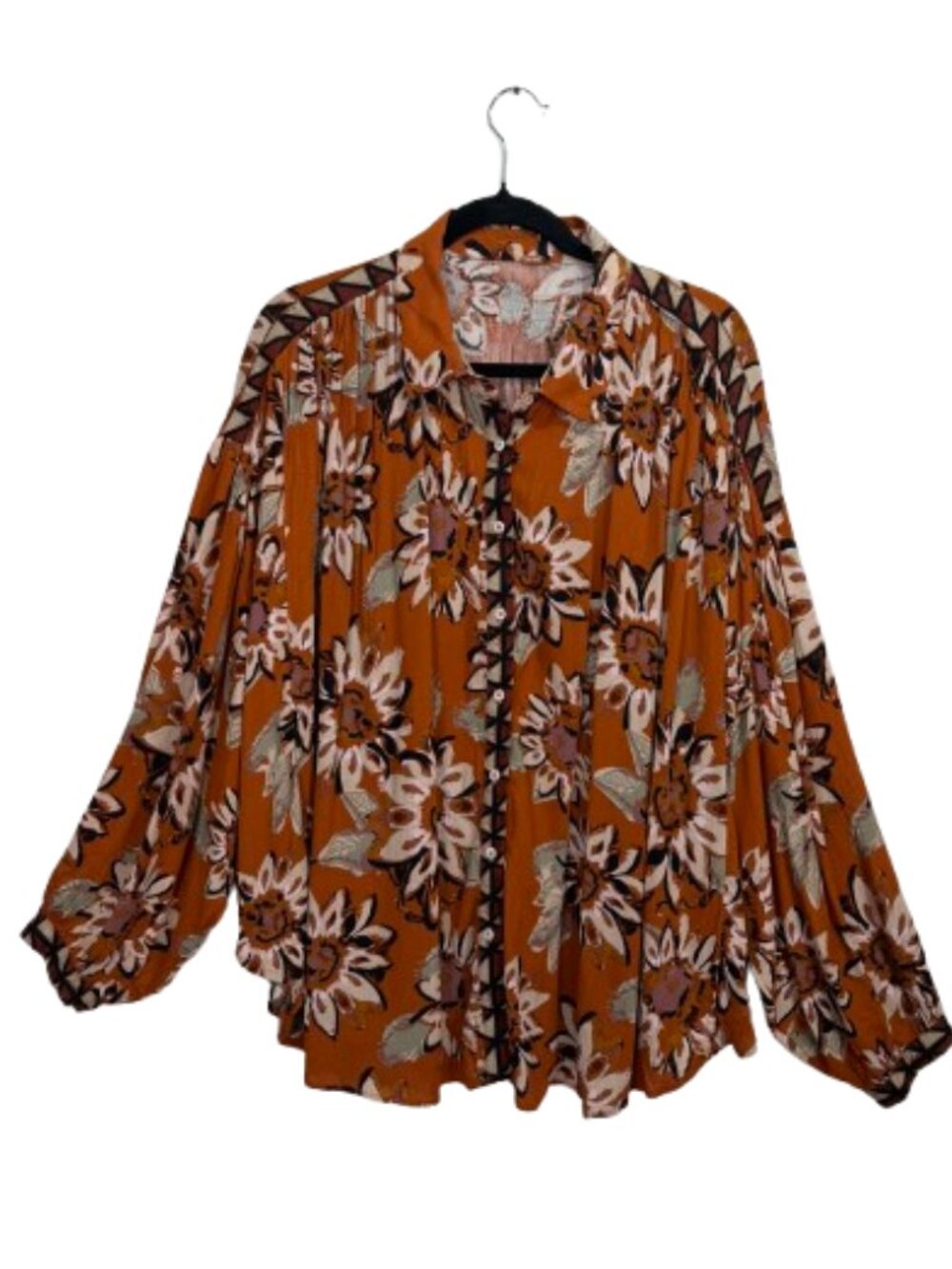 Free People Good Vibrations Printed Blouse Size L - Picture 3 of 10